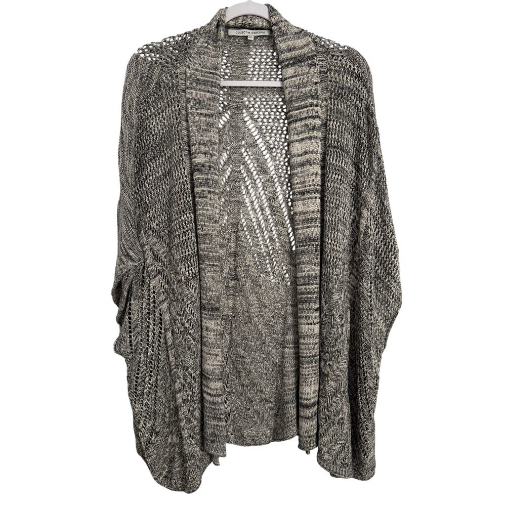 𝅺Womens M Boho‎ Open Knit Oversized Dolman Short Sleeve Cardigan Travel